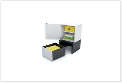 Шкафчик кубик с основанием 53x53 с ящиком Young Users by VOX белый/чёрный