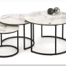 Комплект Halmar GILDA, 3 стола журнальных (белый мрамор/черный)