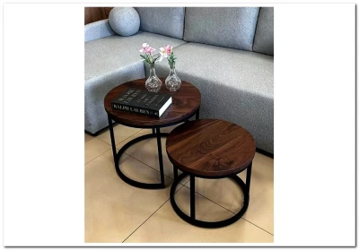 Комплект Halmar OREO 2 стола журнальных (ореховый/черный)