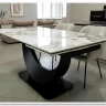 Стол обеденный Halmar FERNANDO 160 раскладной (белый мрамор/черный)