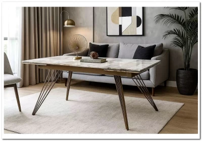 Стол АСЕРРА-1 (ACERRA-1) 160 цвет ГРАНД ЖАДЕ (GLOSS GRAND JADE, керамика/ ШАМПАНЬ, ®DISAUR