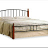 Купить Кровать AT-915 дерево гевея/металл 160*200 (Queen bed), красный дуб/черный с доставкой по России по цене производителя можно в магазине Другая Мебель в Красноярске