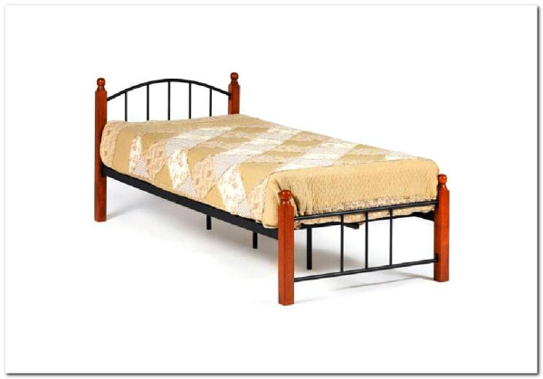 Купить Кровать AT-915 дерево гевея/металл 90*200 (Single bed), красный дуб/черный с доставкой по России по цене производителя можно в магазине Другая Мебель в Красноярске