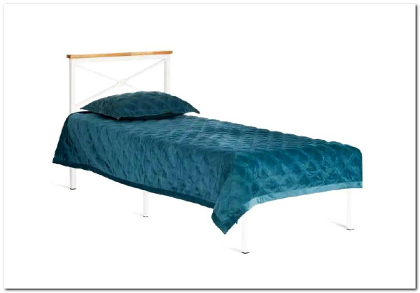 Купить Кровать Iris (mod.9311) дерево гевея/металл, 90*200 см (Single bed), Белый (White) с доставкой по России по цене производителя можно в магазине Другая Мебель в Красноярске