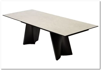 Стол АКИМ (YOAKIM) 180 цвет TL-102 Бежевый мрамор, испанская керамика / Темно-серый, ®DISAUR